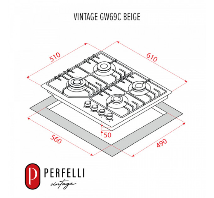 Варильна поверхня PERFELLI VINTAGE GW69C BEIGE