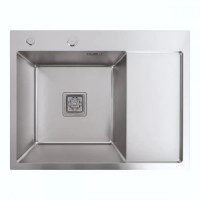 Кухонна мийка PLATINUM 65*50 L Handmade (квадратний сифон 3,0/1,0)