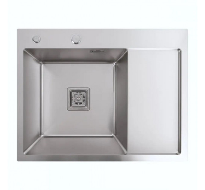 Кухонна мийка PLATINUM 65*50 L Handmade (квадратний сифон 3,0/1,0)