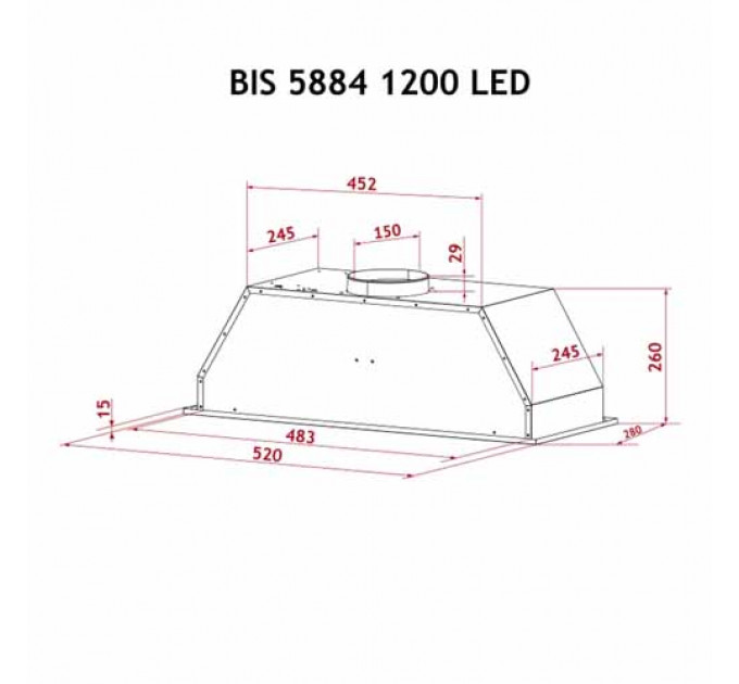 Витяжка PERFELLI BIS 5884 BL 1200 LED