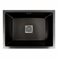 Кухонна мийка PLATINUM 58*43 PVD чорна монтаж під столешню Handmade HSB (квадратний сифон 3,0/1,0)