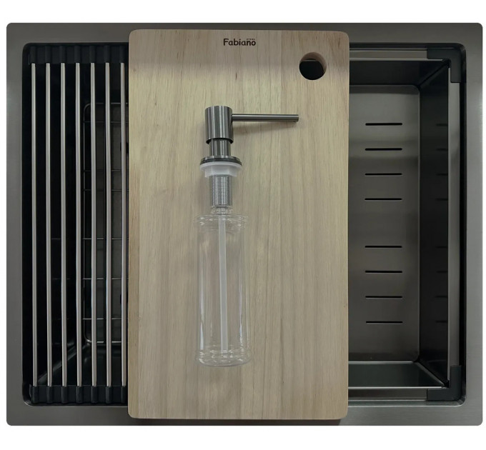 Кухонна мийка FABIANO Quadro Center 54 Celldecor Nano Graphite