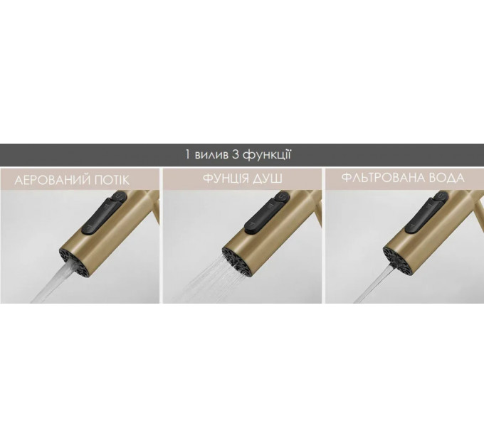Кухонний змішувач FABIANO FKM 3128 Light Gold
