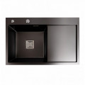 Кухонна мийка PLATINUM 78*50B L PVD Black Handmade (два отвори ,квадратний сифон 3.0/1.0)