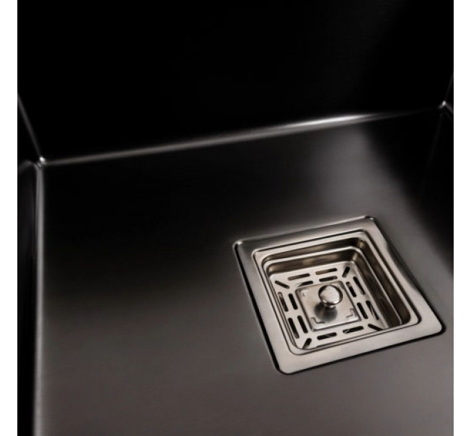 Кухонна мийка PLATINUM 78*50B L PVD Black Handmade (два отвори ,квадратний сифон 3.0/1.0)