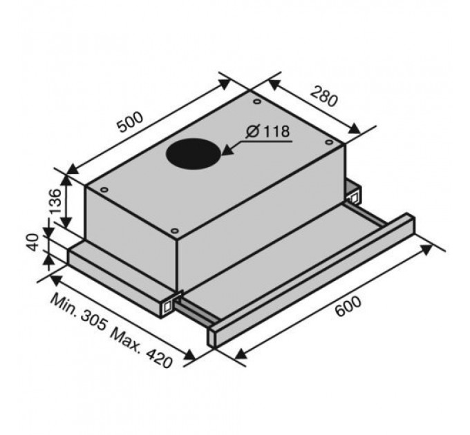 Витяжка VENTOLUХ GARDA 60 INOX (800) SMD LED