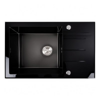 Кухонна мийка PLATINUM CM 78*50 скляна Handmade PVD чорна
