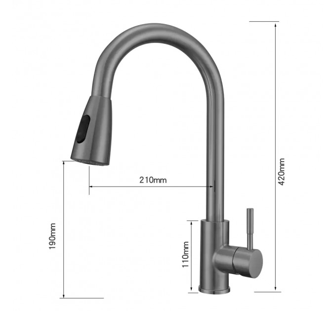 Кухонний змішувач VENTOLUX KFPFH05 PVD BK 2F