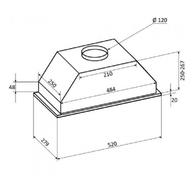 Витяжка VENTOLUX PUNTO 520/279 INOX (700) PB