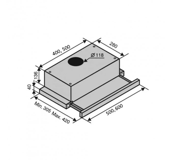 Витяжка VENTOLUХ GARDA 60 WH (750) SMD LED