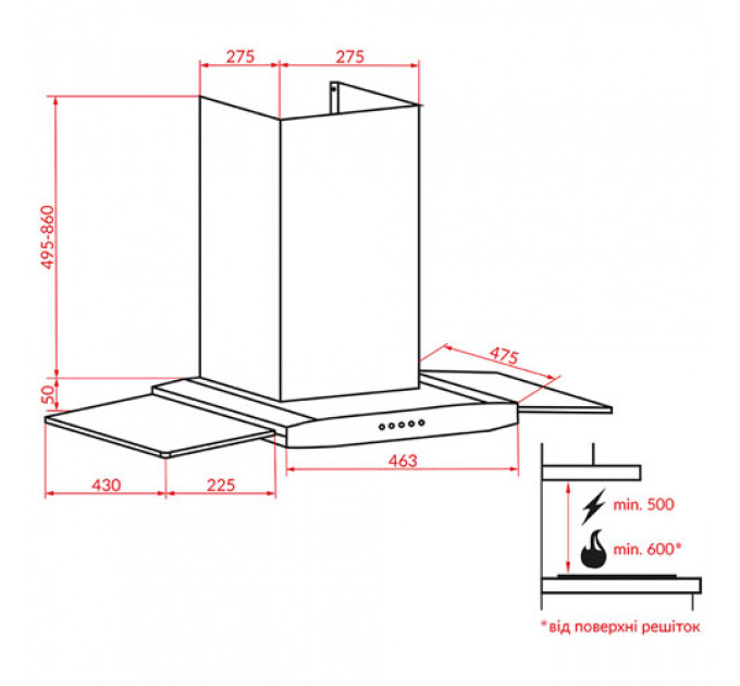 Витяжка WEILOR PGS 9230 IG 1000 LEDstrip