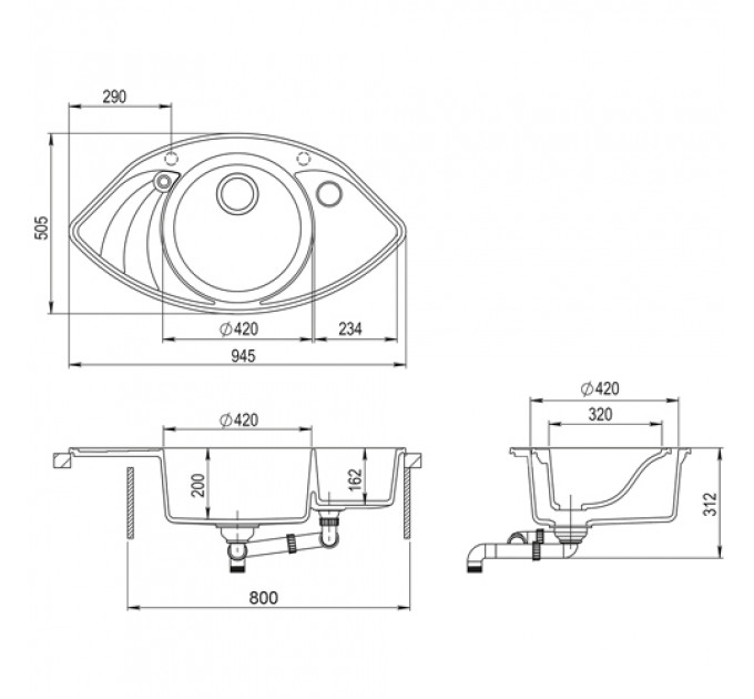 Кухонна мийка AQUASANITA PAPILON SCP151 AW-202 Alumetalic