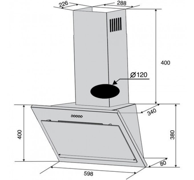 Витяжка VENTOLUХ FIORE 60 WH (750) PB