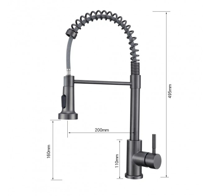 Кухонний змішувач VENTOLUX KFPFH07 PVD BK 2F