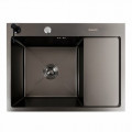 Кухонна мийка VALESO CM 65*50 L чорна PVD Handmade (круглий сифон 3,0/0,8)