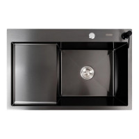 Кухонна мийка PLATINUM CM 78*50 R PVD Handmade (круглий сифон) 