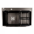 Кухонна мийка PLATINUM 78*50С L PVD Black Handmade (поглиблена полиця)