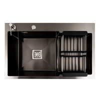 Кухонна мийка PLATINUM 78*50С L PVD Black Handmade (поглиблена полиця)
