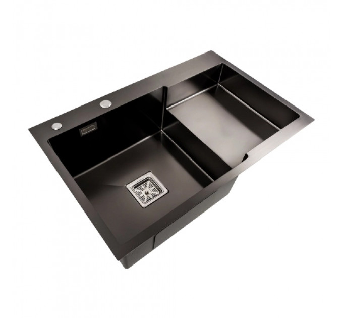 Кухонна мийка PLATINUM 78*50С L PVD Black Handmade (поглиблена полиця)