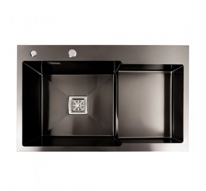 Кухонна мийка PLATINUM 78*50С L PVD Black Handmade (поглиблена полиця)