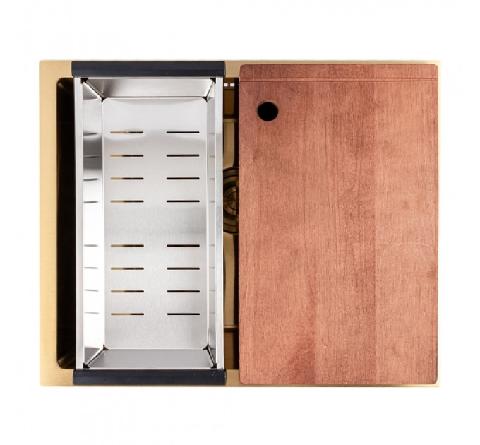Кухонна мийка  CM 54*44 PVD золото Workstation Handmade монтаж під стільницю