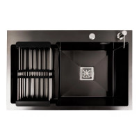 Кухонна мийка PLATINUM 78*50С R PVD Black Handmade (поглиблена полиця)
