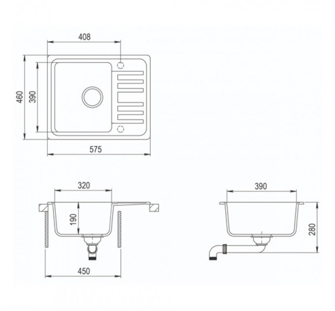 Кухонна мийка AQUASANITA NOTA SQ-102AW-601 black metallic