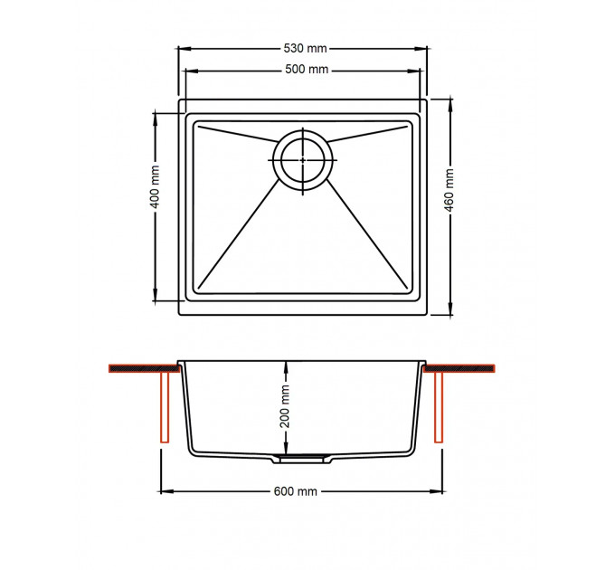 Кухонна мийка FABIANO Navio 53x46 Titanium